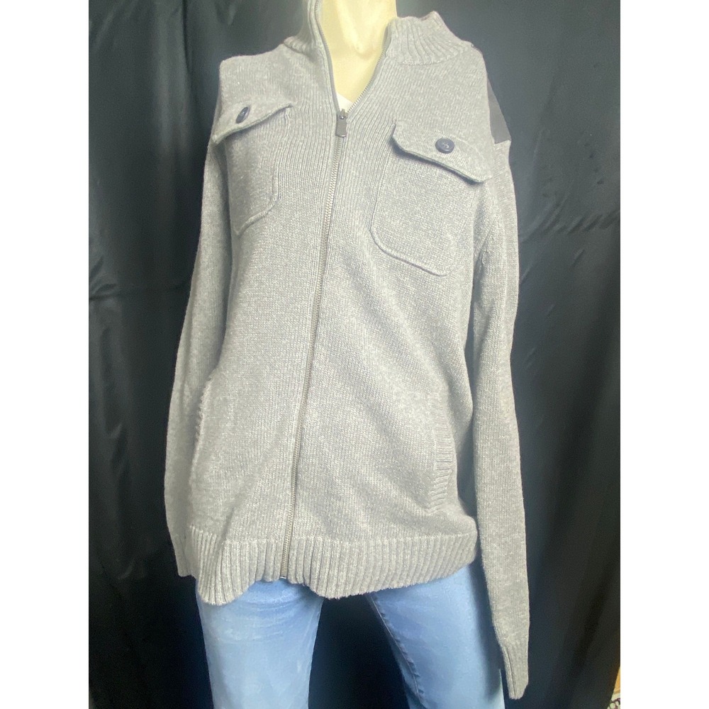 Mens Grey Knit Sweater Pullover Long Sleeve Crew‎ Neck Size M